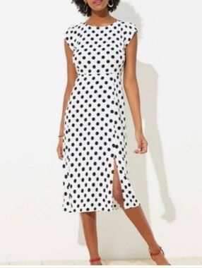 Loft Polka Dot Dress Women's Size 6 Petite  Black & White